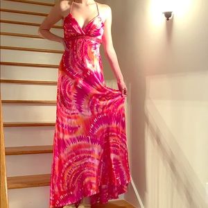 PROM/LONG open back & tie satin dress👄